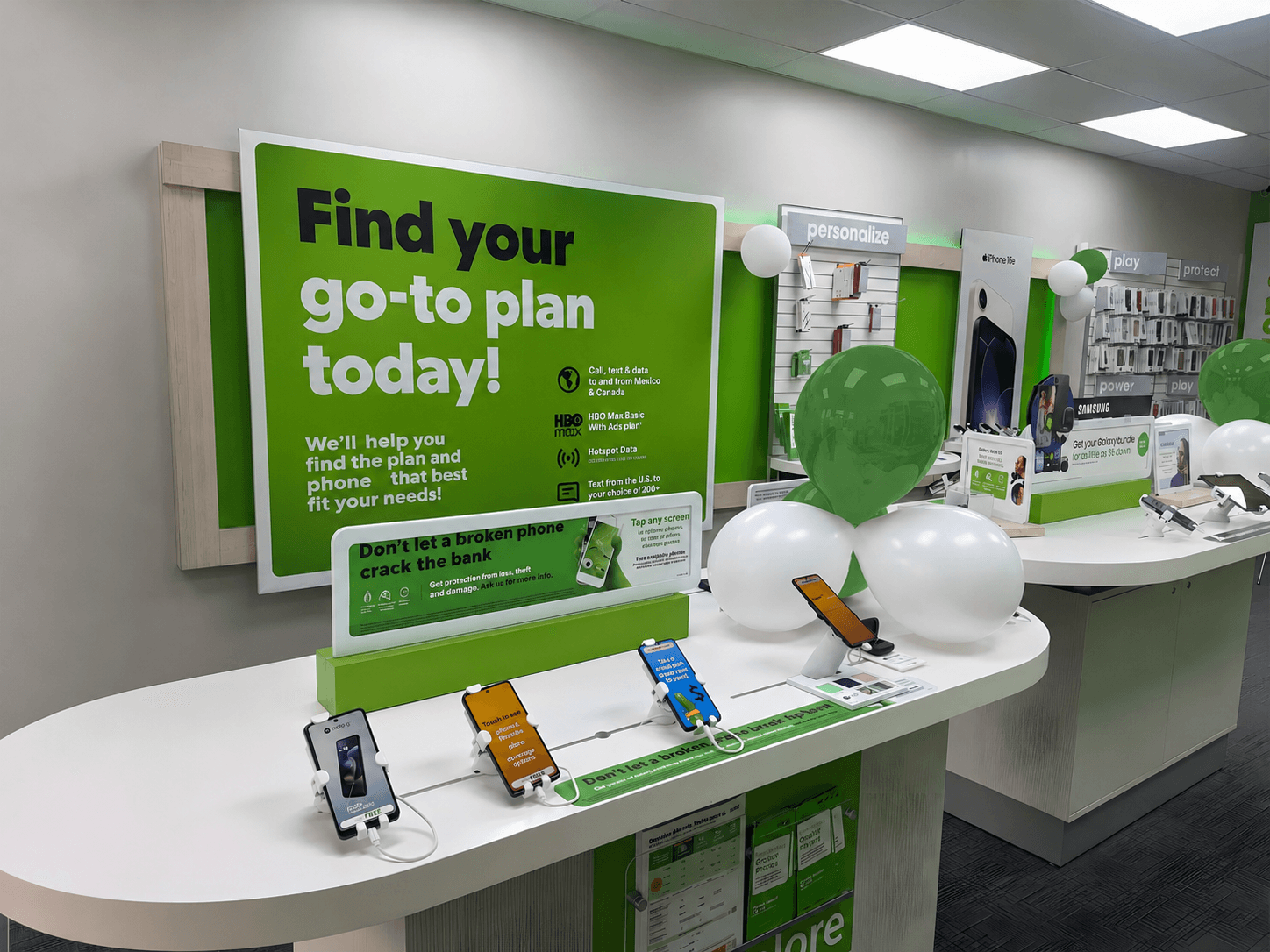 Customers being served inside an NKB Corporate Cricket Wireless store